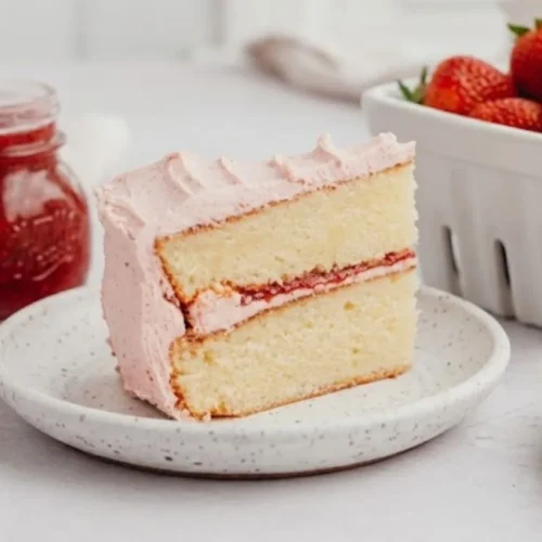 Vanilla Cake With Strawberry Frosting